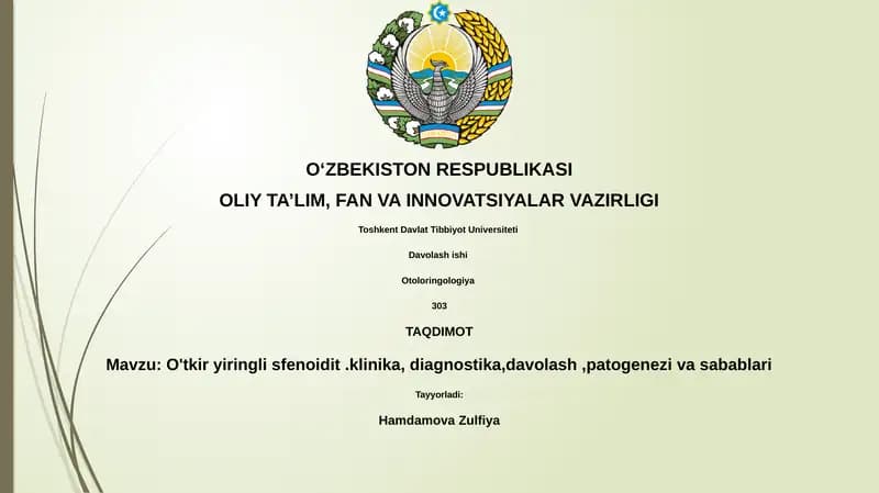 O'tkir yiringli sfenoidit