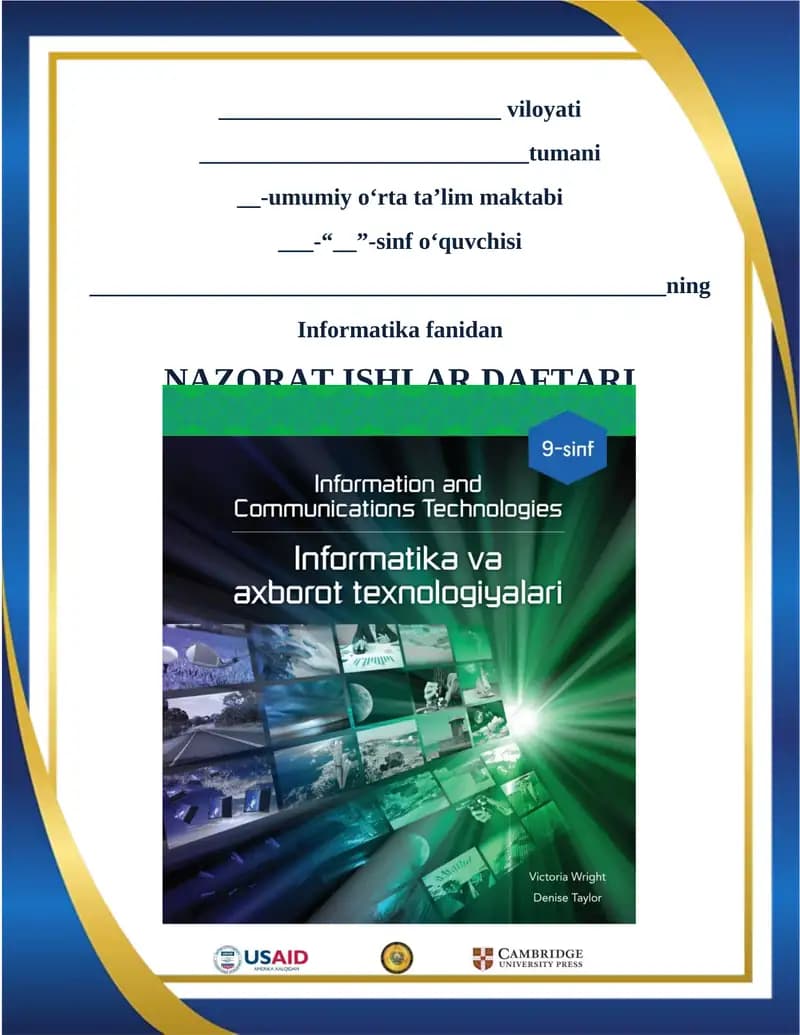 Informatika fanidan nazorat ishlari