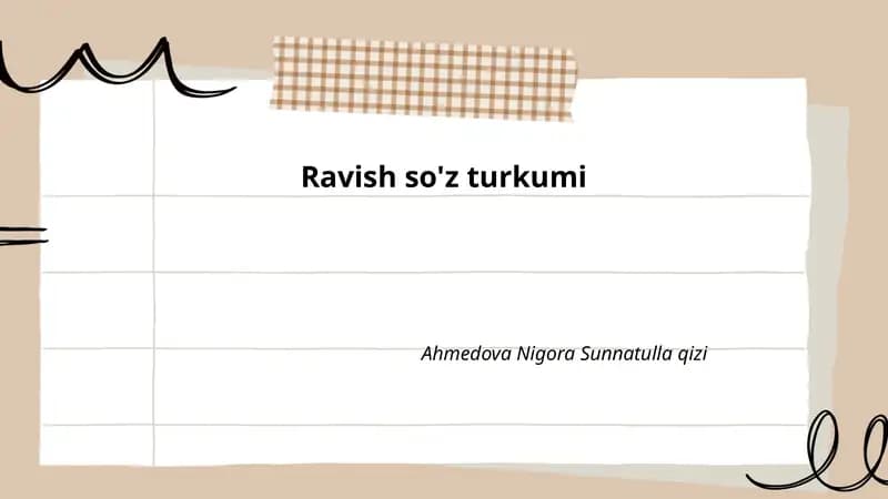 Ravish so'z turkumi