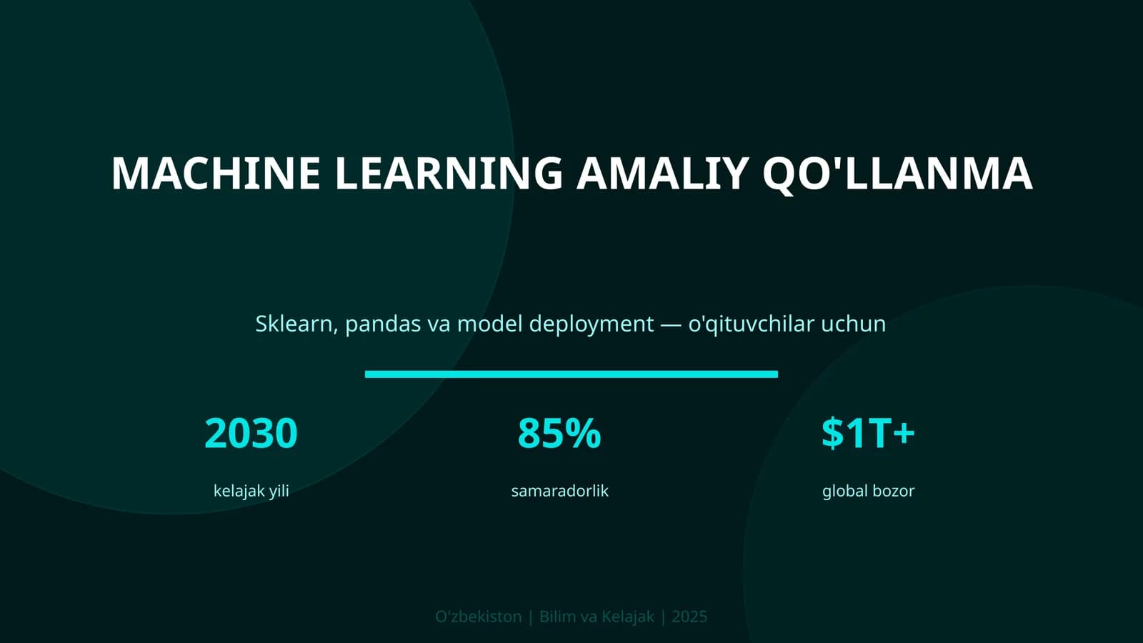 MACHINE LEARNING AMALIY QO'LLANMA