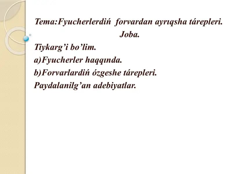 Futures va Forward Shártnamalari