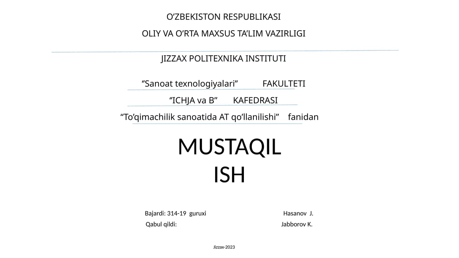 MATLAB dasturlarini o'rganish