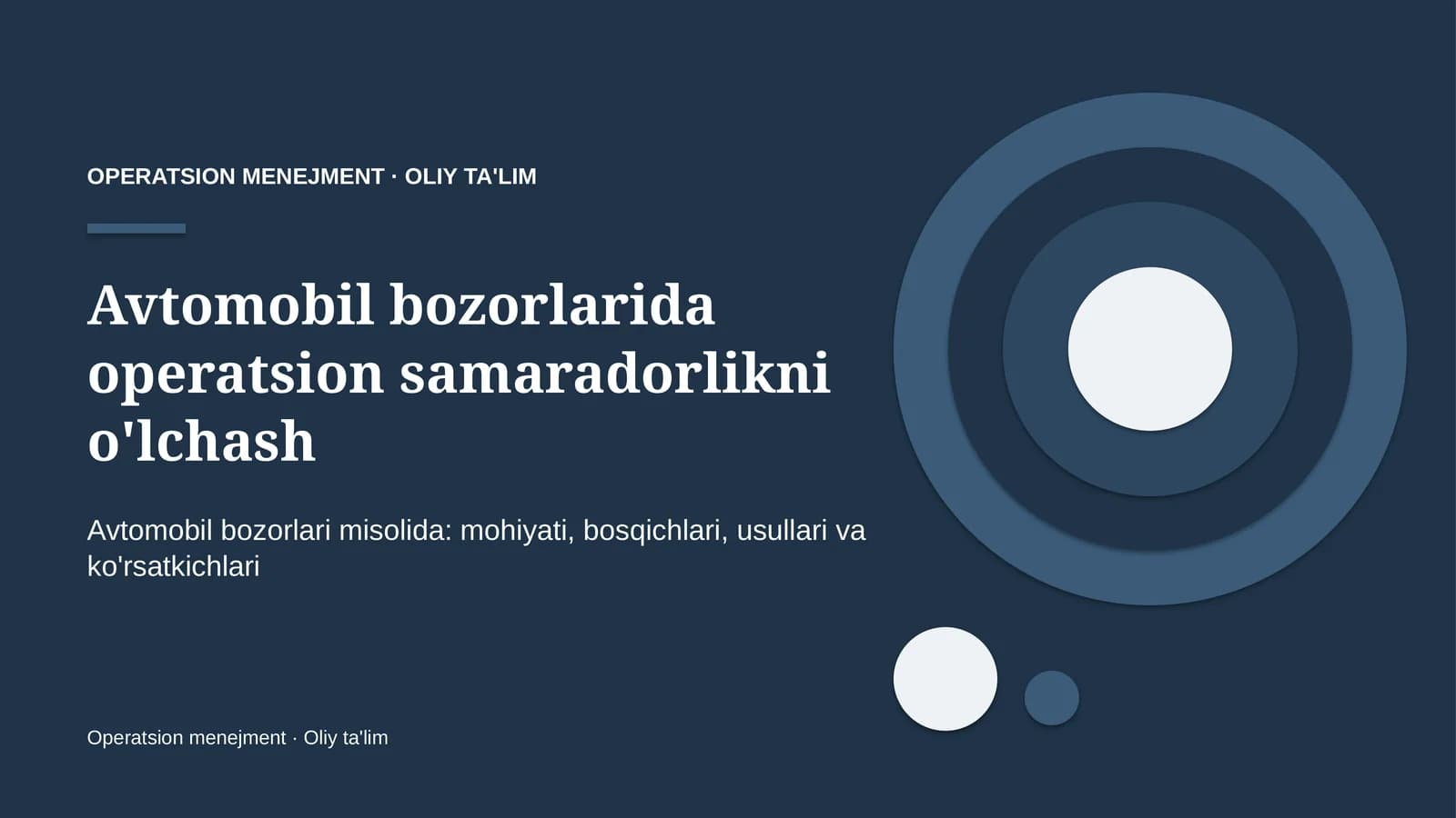 Operatsion menejment · Oliy ta'limga kirish