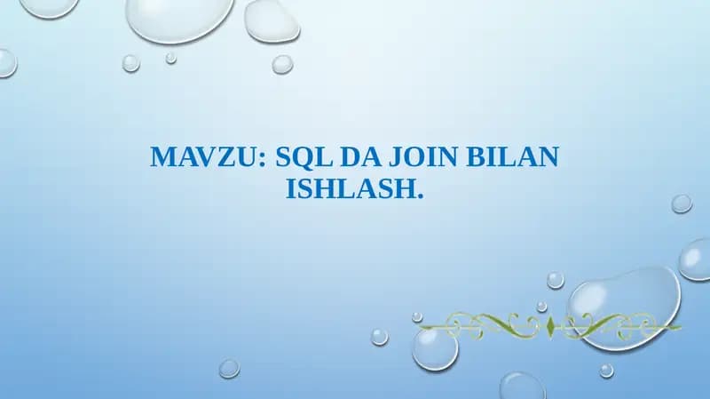 SQL dajoinBILAN ISHLASH