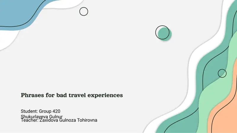 Phrases for bad travel experiences