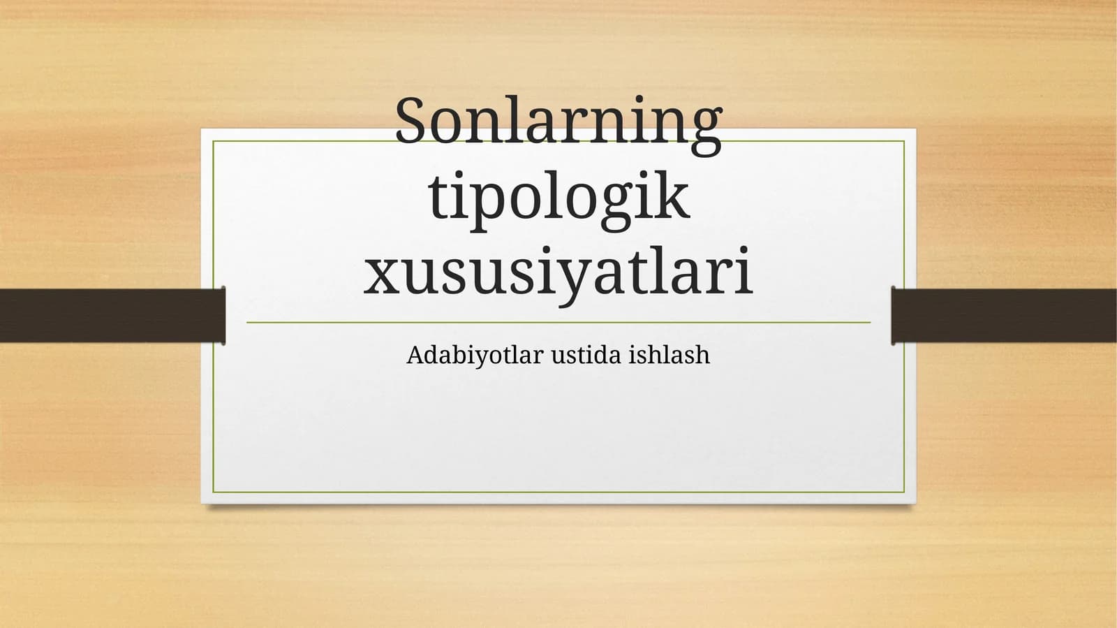 Sonlarning tipologik xususiyatlari