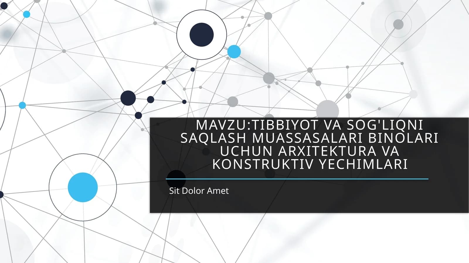 Tibbiyot va sog‘liqni saqlash muassasalari binolari uchun arxitektura va konstruktiv yechimlari