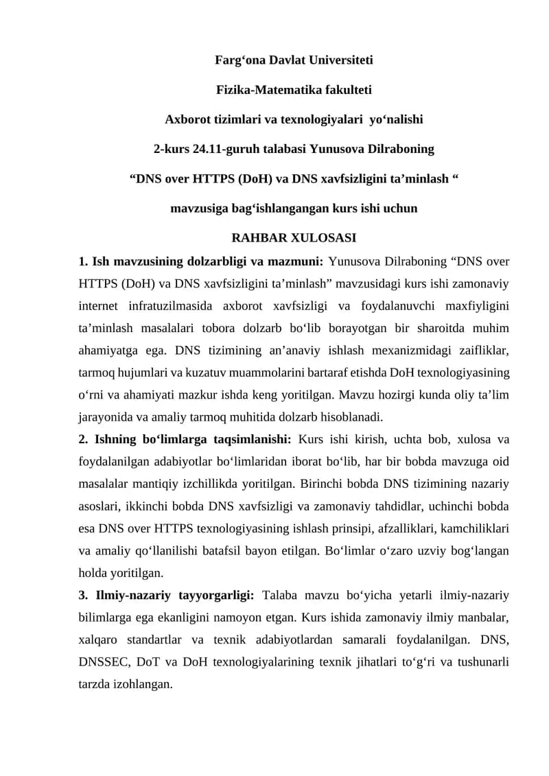 DNS over HTTPS (DoH) va DNS xavfsizligini ta’minlash