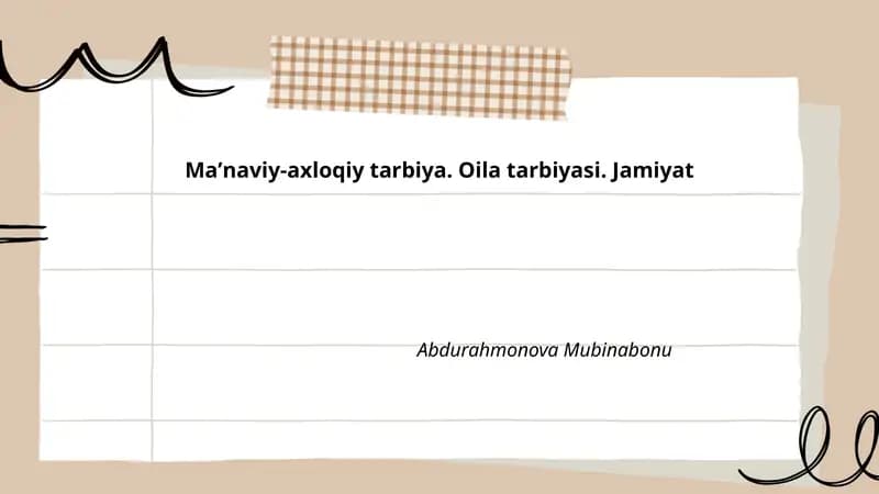 Maʼnaviy-axloqiy tarbiya