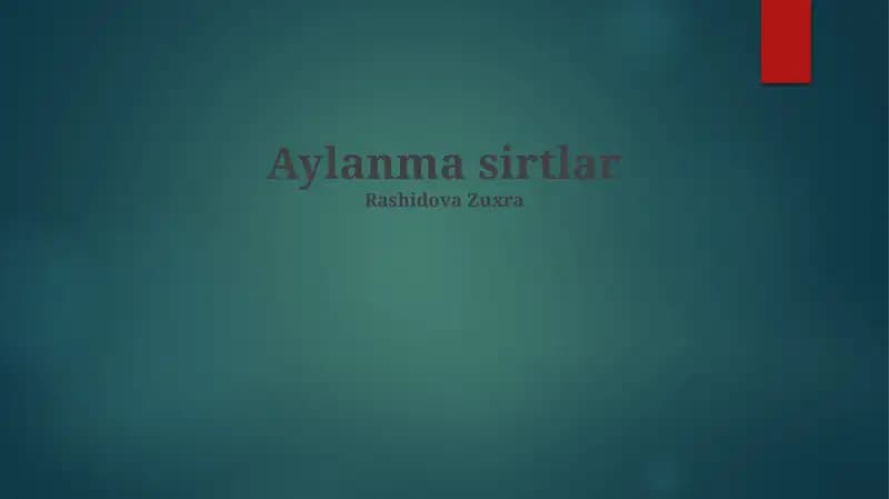 Aylanma sirtlar