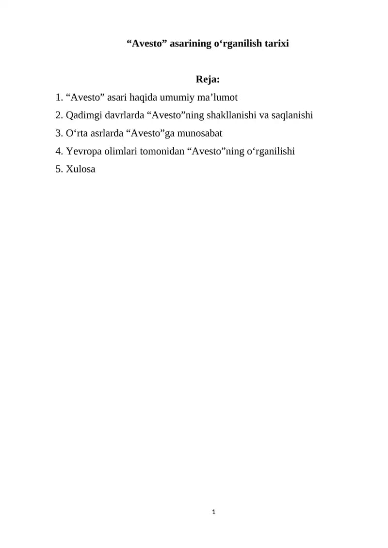 "Avesto" asarining o‘rganilish tarixi