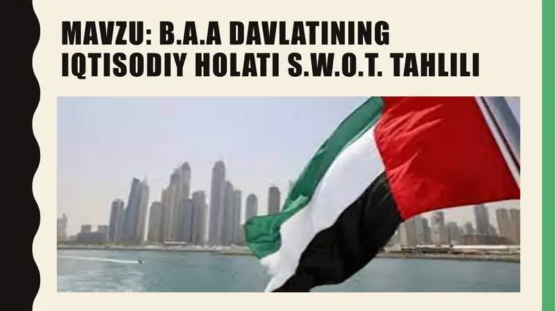 B.A.A davlatining iqtisodiy holati S.W.O.T. tahlili