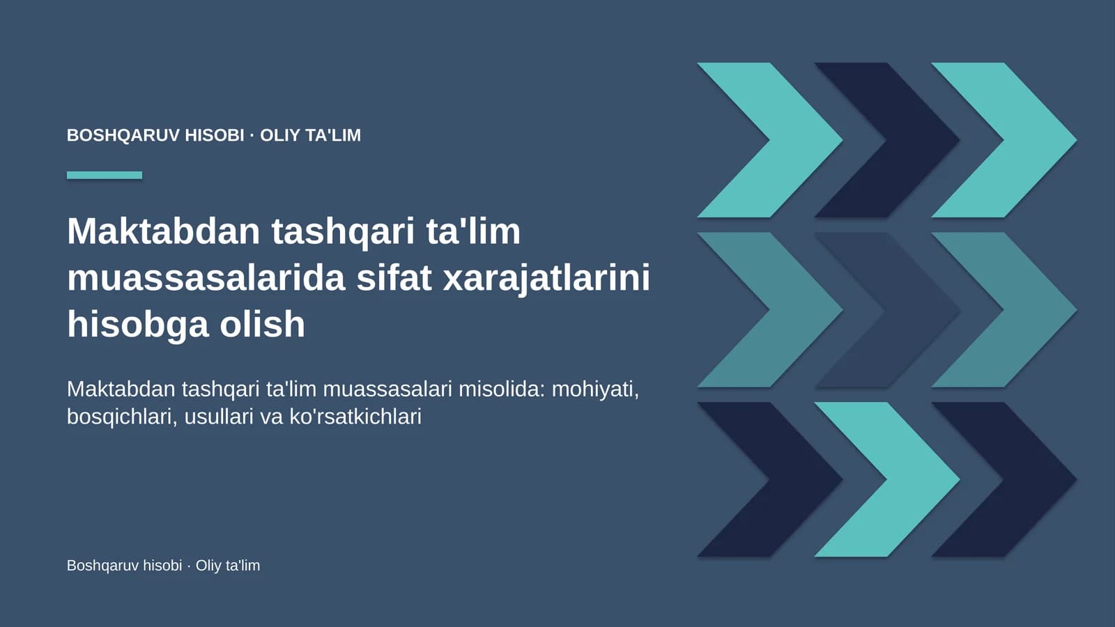 maktabdan tashqari ta'lim muassasalarida sifat xarajatlarini hisobga olish 7744