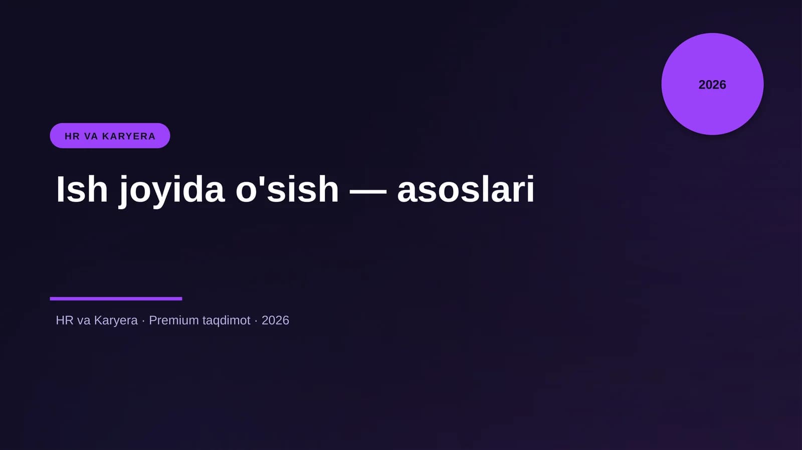 Ish joyida o'sish — asoslari