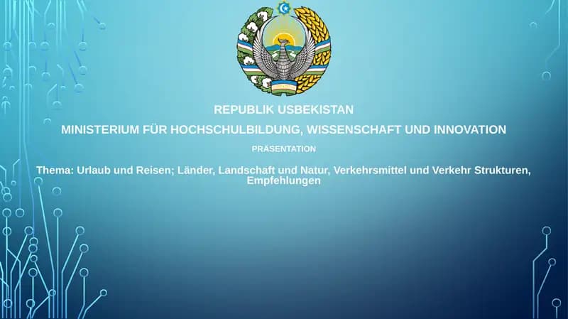 Urlaub und Reisen Präsentation