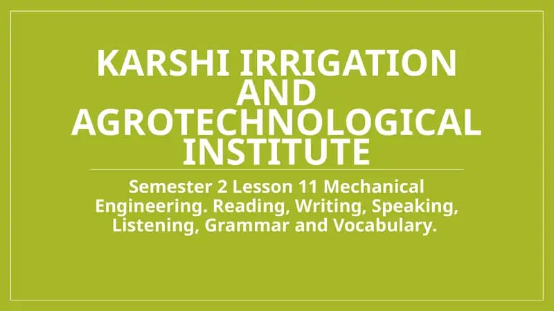 Mechanical Engineering Lesson 11