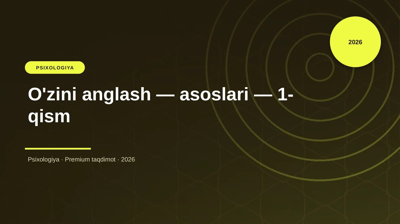 O'zini anglash — asoslari — 1-qism