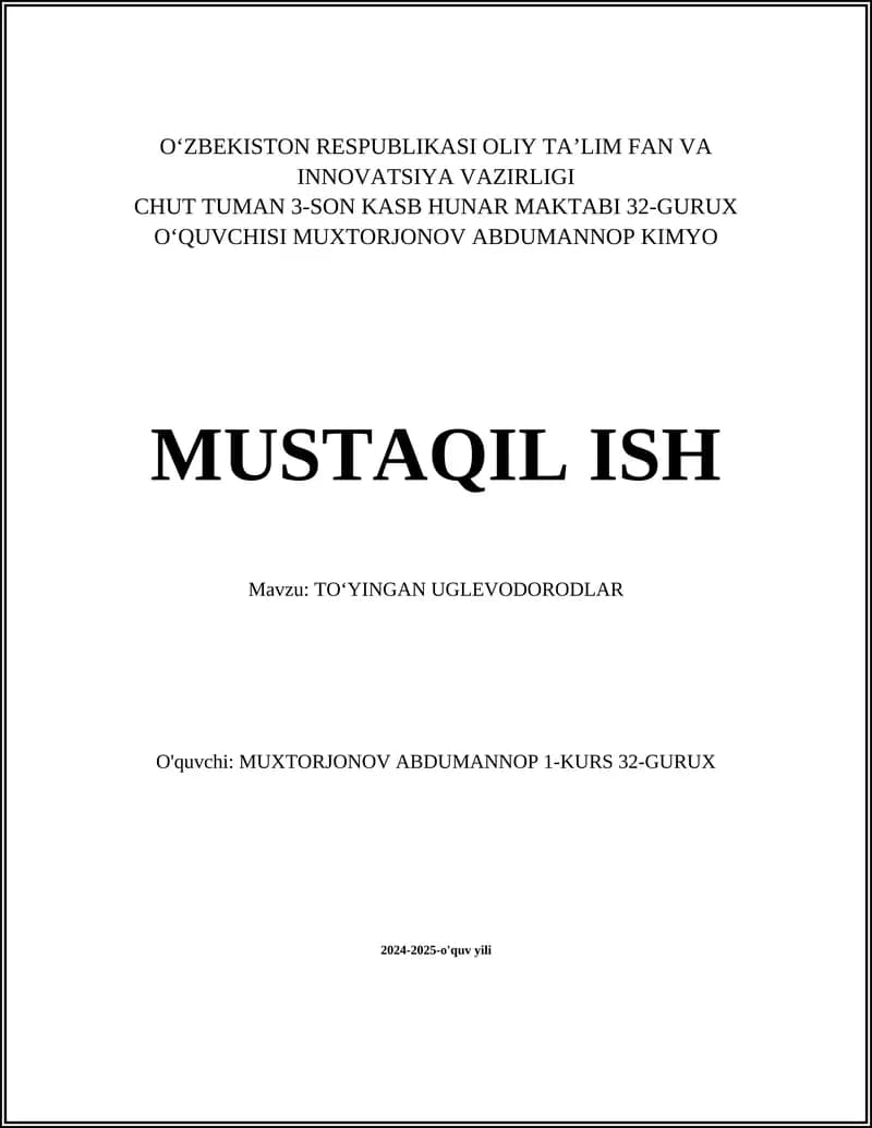 TOʻYINGAN UGLEVODORODLAR