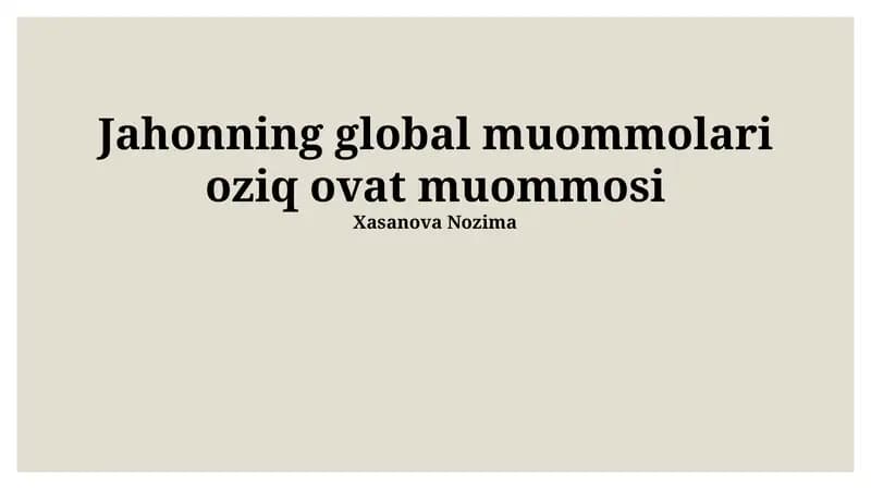 Oziq-ovqat muammosi