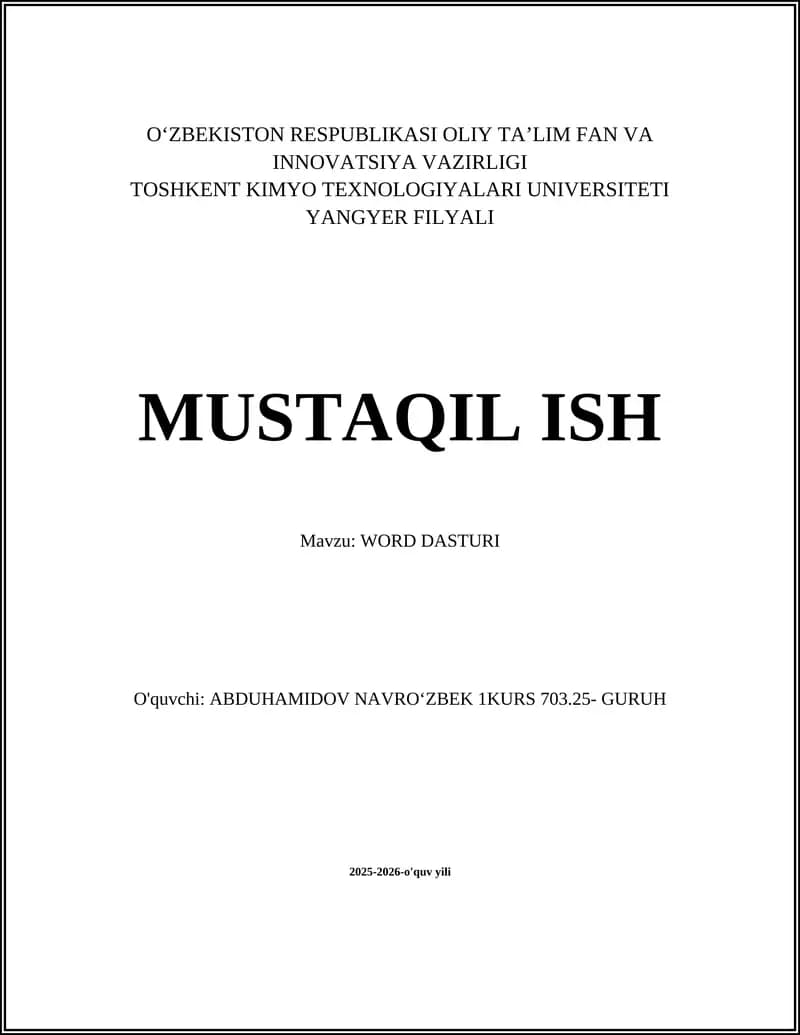 WORD DASTURI