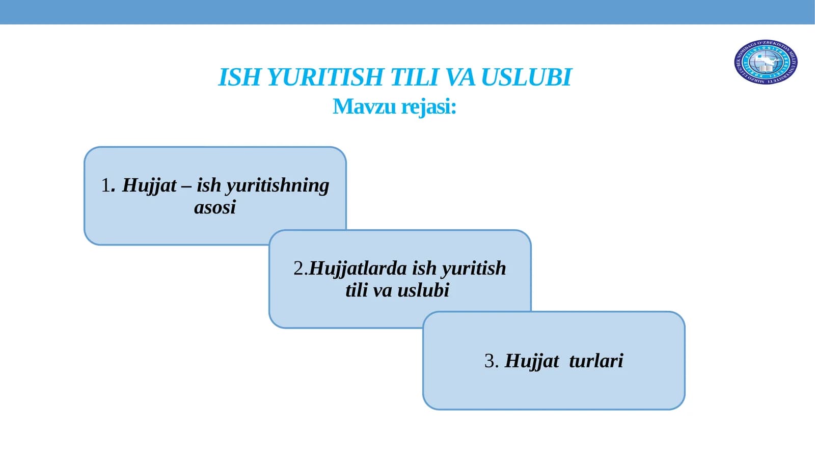 ISH YURITISH TILI VA USLUBI