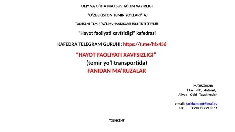 Elektr xavfsizligi asoslari