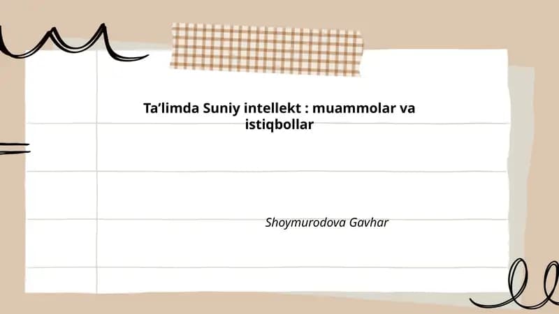 Taʼlimda Suniy intellekt: muammolar va istiqbollar