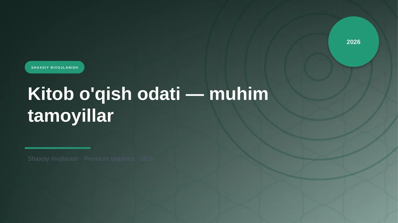 Kitob o'qish odati — muhim tamoyillar