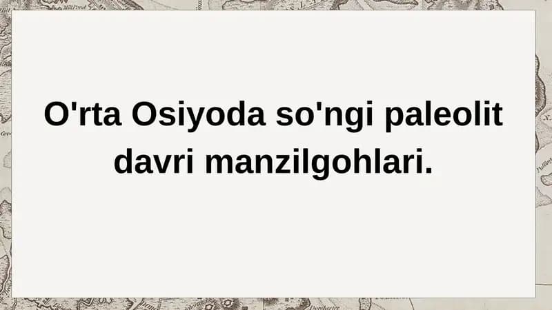 So'nggi paleolit davri manzilgohlari
