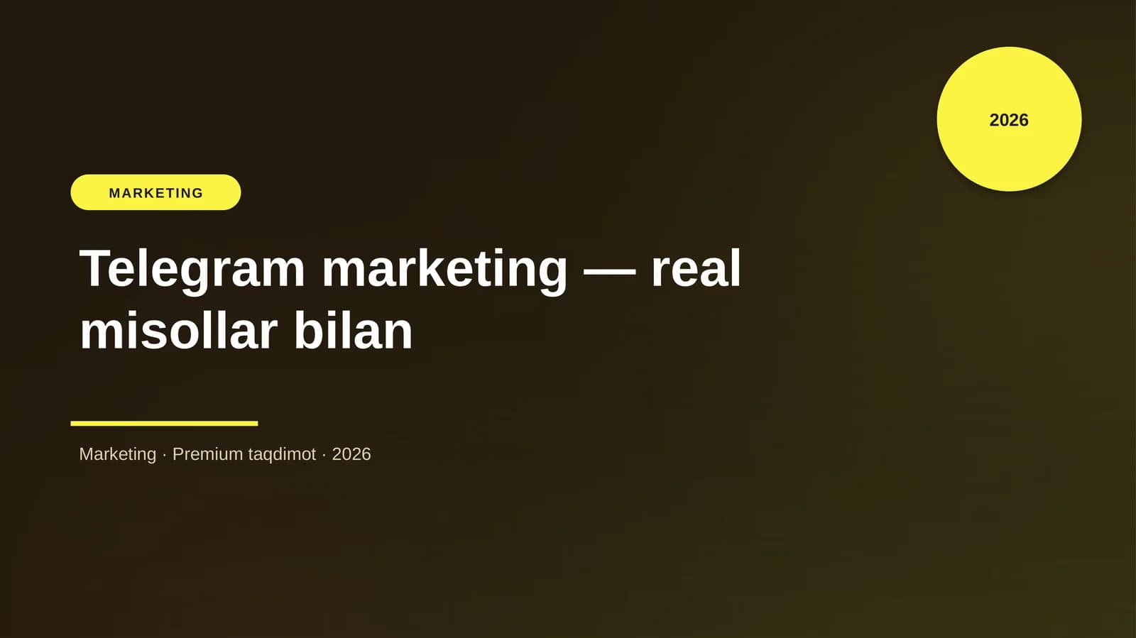 Telegram marketing — real misollar bilan