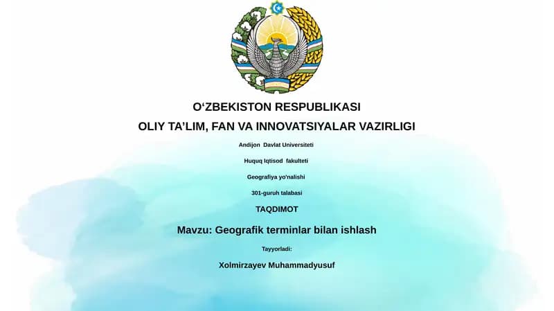Geografik terminlar bilan ishlash