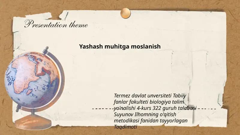 Yashash muhitga moslanish