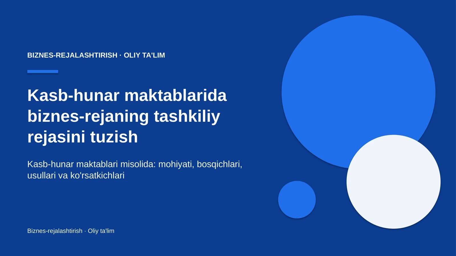 Kasb-hunar maktablarida biznes-rejaning tashkiliy rejasini tuzish