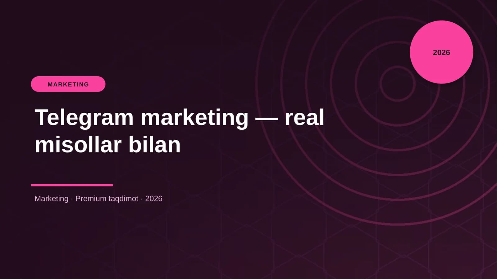 Telegram marketing — real misollar bilan
