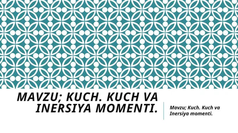 Kuch va Kuchva Inersiyamomenti