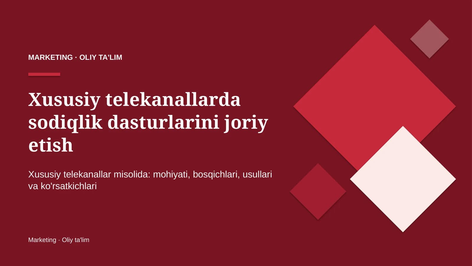 Xususiy telekanallarda sodiqlik dasturlarini joriy etish