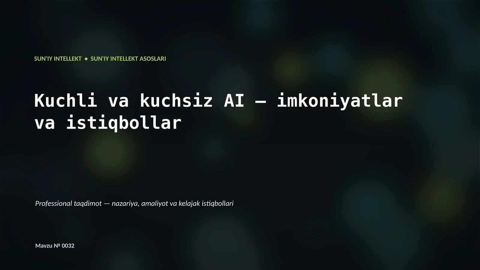 SUN'IY INTELLEKT ASOSLARI