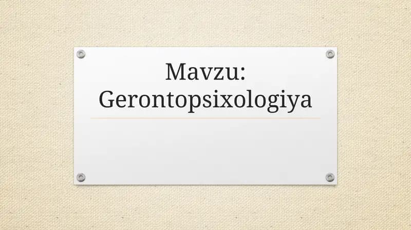 GERONTOPSIXOLOGIYA
