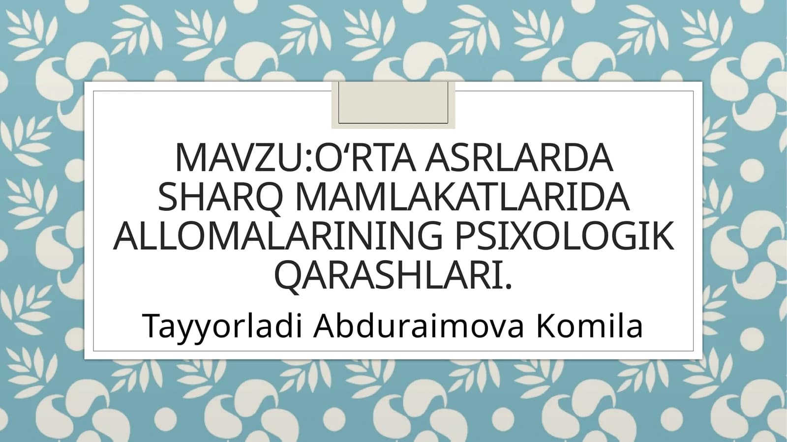Abduraimova Komila