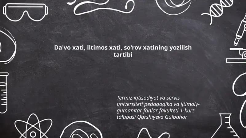Da'vo xati, iltimos xati, so'rov xatining yozilish tartibi