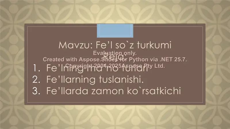Fe’l so`z turkumi
