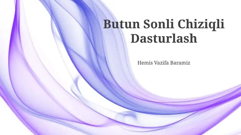 Butun Sonli Chiziqli Dasturlash