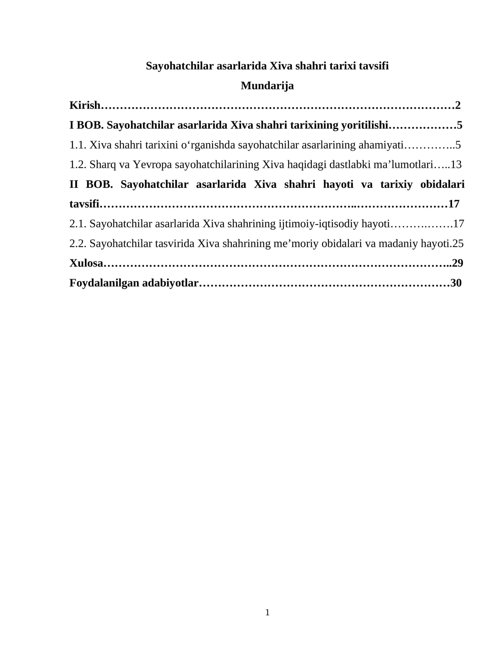 Xiva shahri tarixi tavsifi