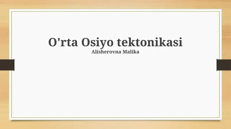 Markaziy Osiyo tektonikasi