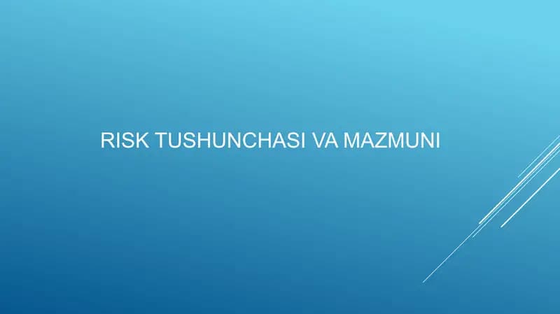 Risk tushunchasi va mazmuni