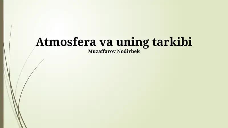 Atmosfera va uning tarkibi