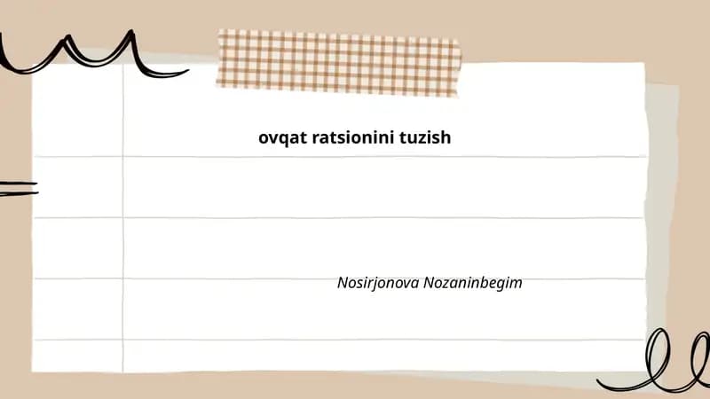 Ovqat ratsionini tuzish