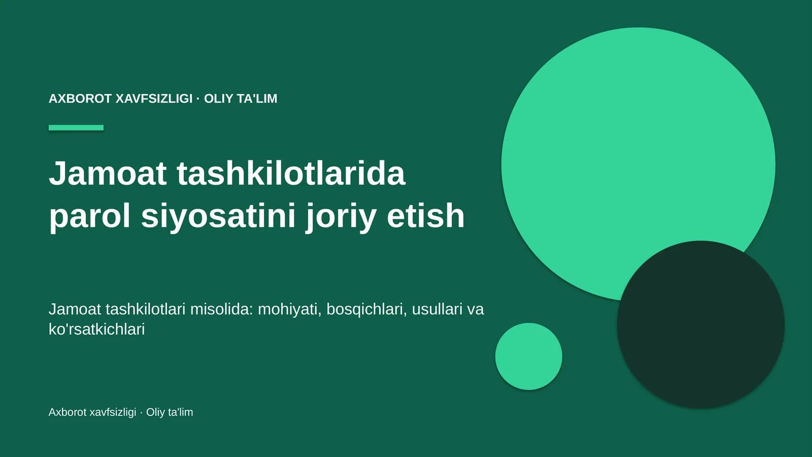 Jamoat tashkilotlarida parol siyosatini joriy etish