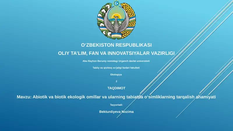 Abiotik va Biotik Ekologik Omillar