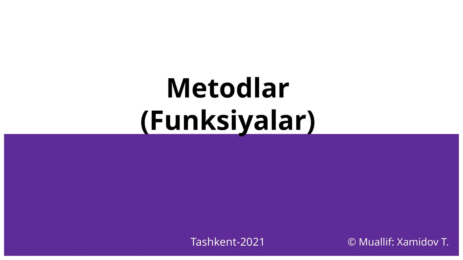 Metodlar(Funksiyalar)